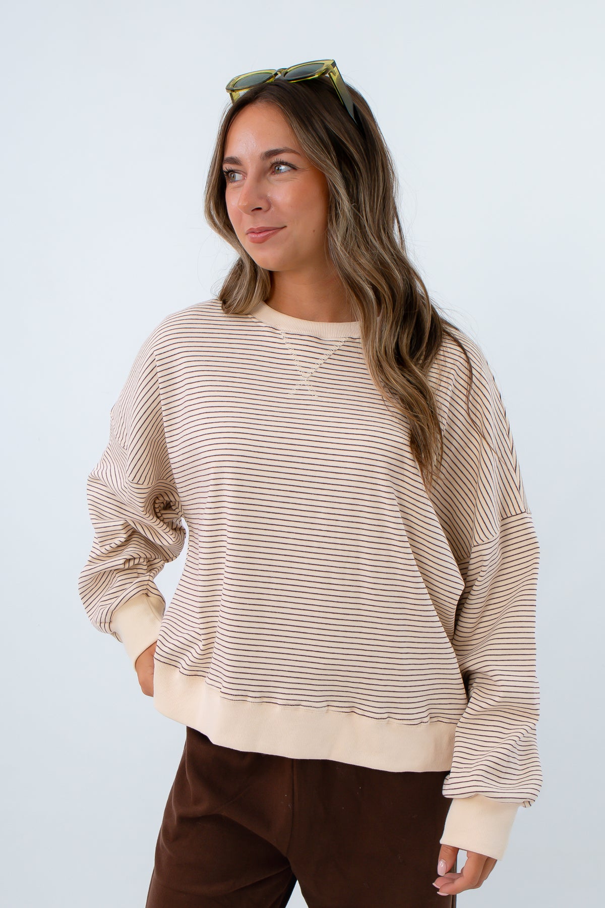 Kickback Stripe Pullover Sweatshirt