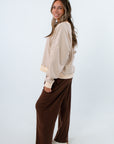 Elevated fall loungewear cream brown striped sweatshirt, brown and cream striped sweatshirt, fall loungewear