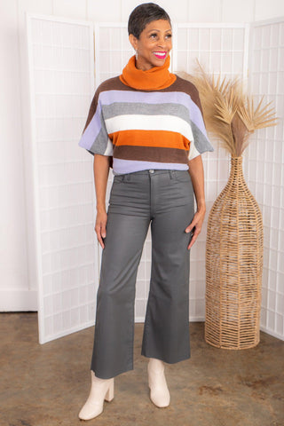 Kut Meg High Rise Fab Ab Coated Grey Wide Leg Jean-Bottoms-Kut from the Kloth-L. Mae Boutique & Wild Mabel Clothing