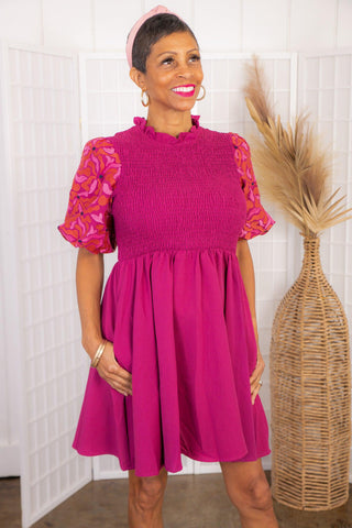 Jansen Stitched Puff Sleeve Dress-Entro-L. Mae Boutique