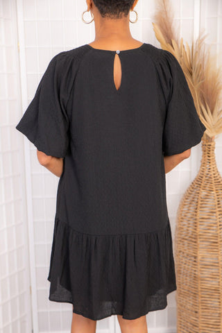 Everyday Black Short Sleeve Dress-Entro-L. Mae Boutique