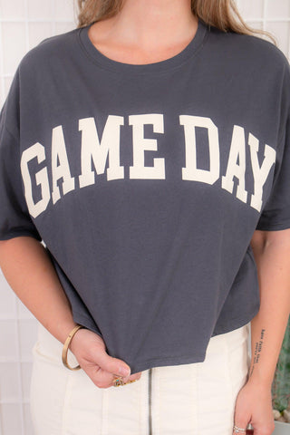 Gameday Charcoal Cropped Tee-Tres Bien-L. Mae Boutique