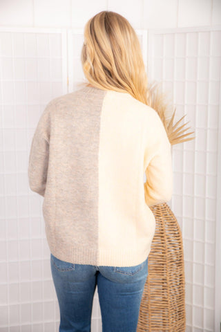 Gracie Pin Beige Color Block Sweater-Pinch-L. Mae Boutique
