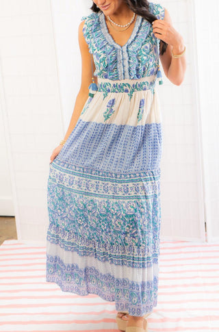 Laria Blue Ocean Maxi Dress-SAL ROSA-L. Mae Boutique