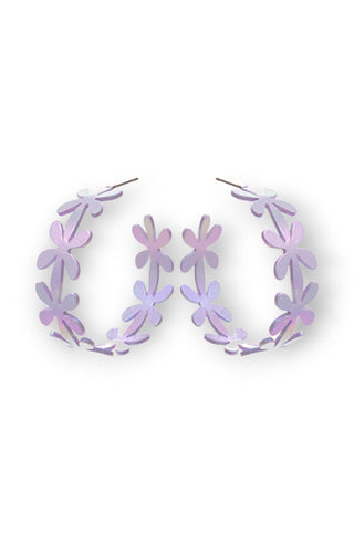 Lavender Flower Power Coated Hoop Earrings-Golden Stella-L. Mae Boutique
