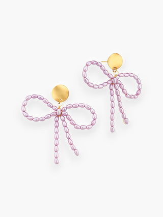 Lavender Pearl Bow Earrings-Jewelry-Golden Stella-L. Mae Boutique & Wild Mabel Clothing