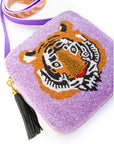 Lavender Tiger Face Beaded Bag-Accessories-Moyna-L. Mae Boutique & Wild Mabel Clothing