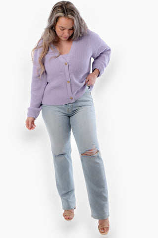 Lea Lavender Button Up Cardigan-Tops-By Together-L. Mae Boutique & Wild Mabel Clothing