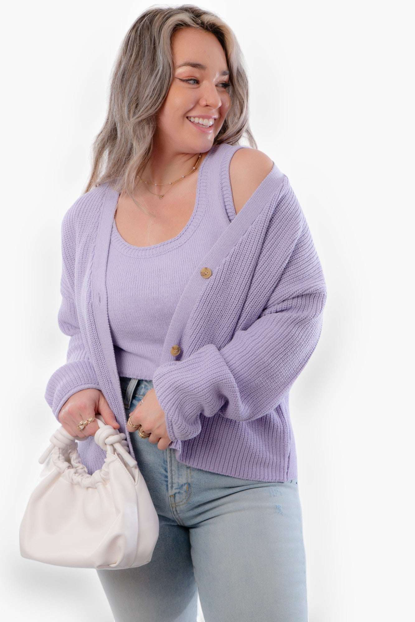 Lea Lavender Knit Cropped Tank Top-Tops-By Together-L. Mae Boutique & Wild Mabel Clothing