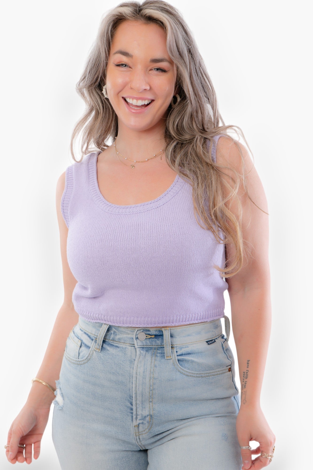 Lea Lavender Knit Cropped Tank Top-Tops-By Together-L. Mae Boutique &amp; Wild Mabel Clothing