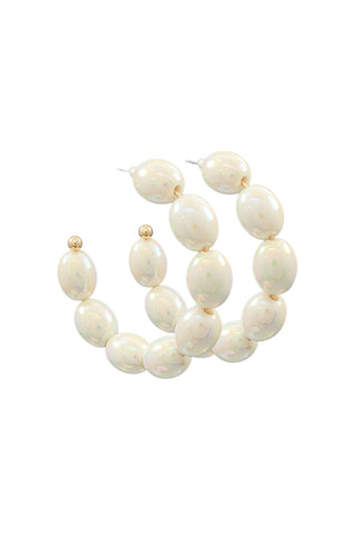 Lia White Beaded Acrylic Ball Hoops-Golden Stella-L. Mae Boutique
