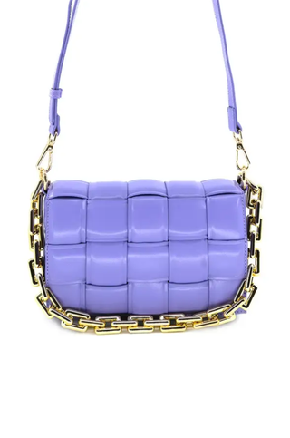 Lilac Gold Chain Quilted Crossbody Bag-BC Bags-L. Mae Boutique