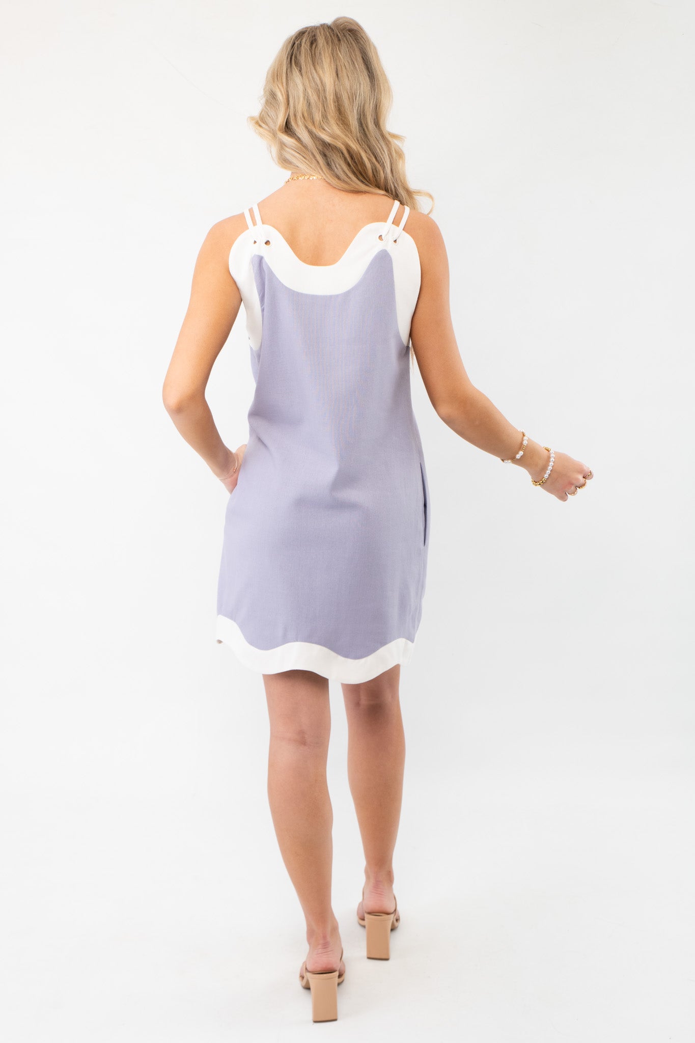 Linen Blue Wave Mini Dress-Dresses-Aureum-L. Mae Boutique & Wild Mabel Clothing