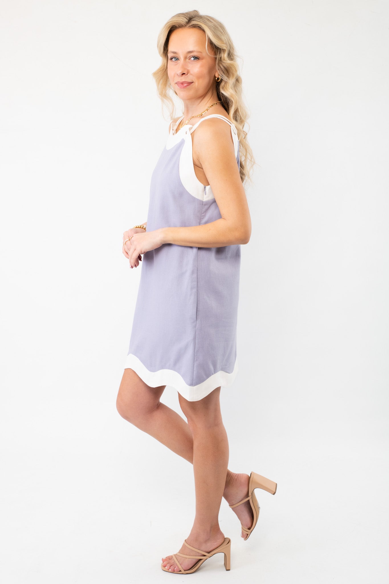 Linen Blue Wave Mini Dress-Dresses-Aureum-L. Mae Boutique &amp; Wild Mabel Clothing