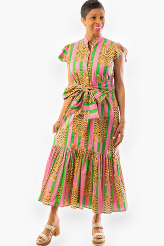 Lola Stripe Tiger Print Dress-Darlington Isle-L. Mae Boutique