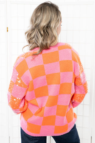 Love and Lux Orange & Pink Sequin Cardigan-Tops-BiBi-L. Mae Boutique & Wild Mabel Clothing