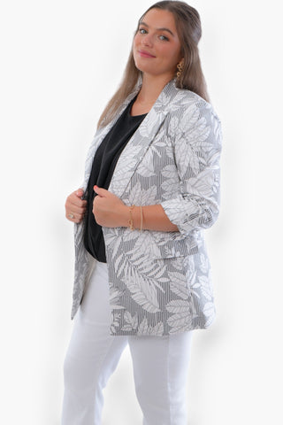 Luca Leaf Printed Blazer-Tops-Fate-L. Mae Boutique & Wild Mabel Clothing