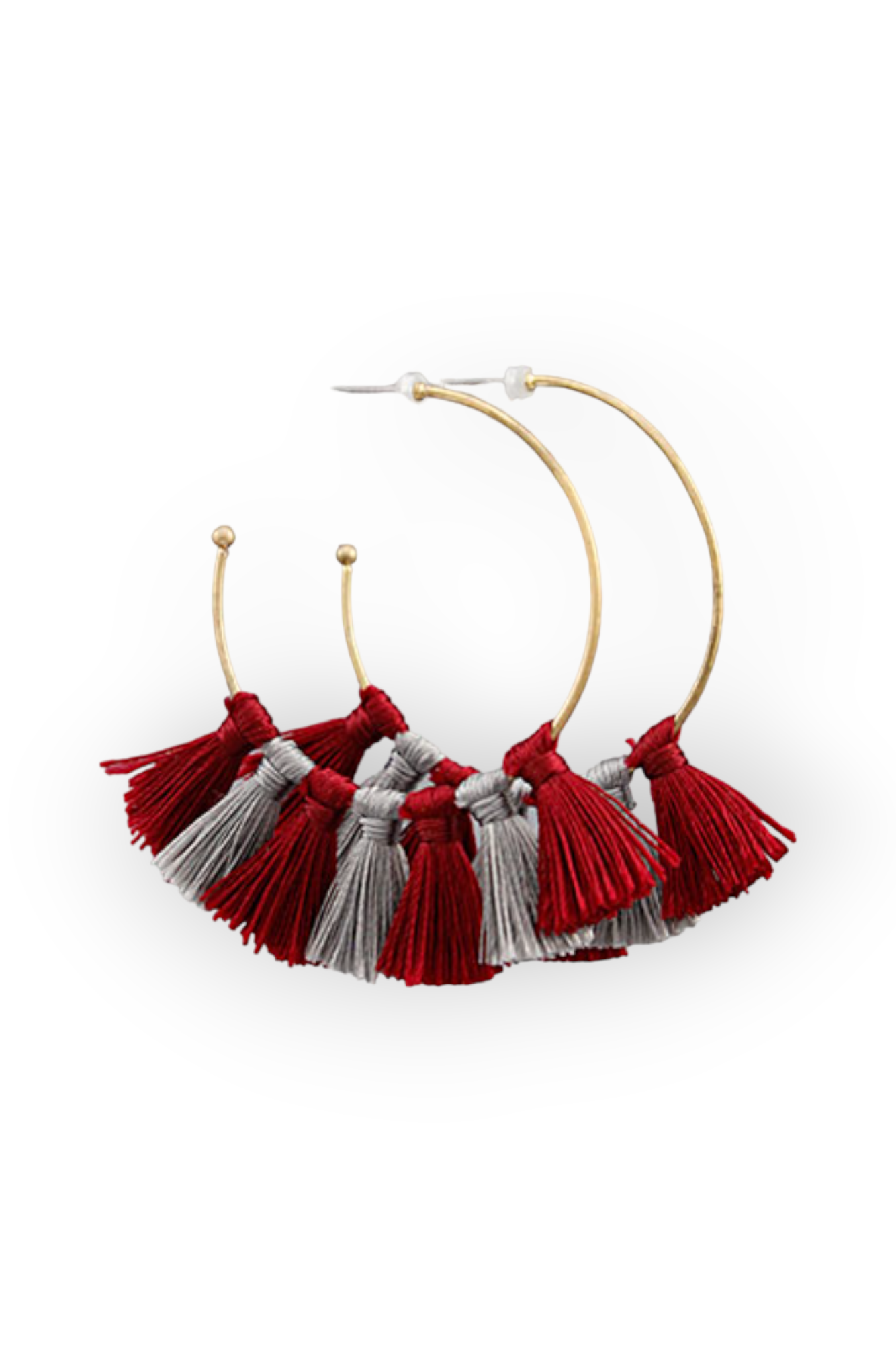 Lucky Team Garnet Tassel Hoop Earrings-Jewelry-Golden Stella-L. Mae Boutique & Wild Mabel Clothing