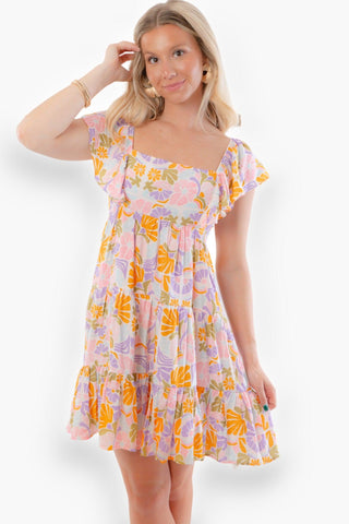 MINKPINK Retro Floral Soleil Mini Dress-Dresses-MinkPink-L. Mae Boutique & Wild Mabel Clothing