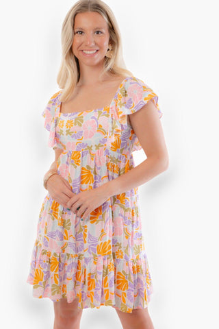 MINKPINK Retro Floral Soleil Mini Dress-Dresses-MinkPink-L. Mae Boutique & Wild Mabel Clothing