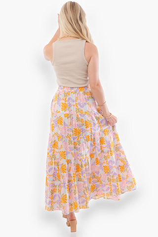 MINKPINK Retro Floral Soleil Tiered Midi Skirt-MinkPink-L. Mae Boutique