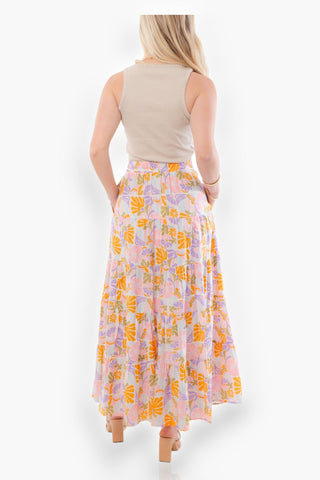 MINKPINK Retro Floral Soleil Tiered Midi Skirt-MinkPink-L. Mae Boutique