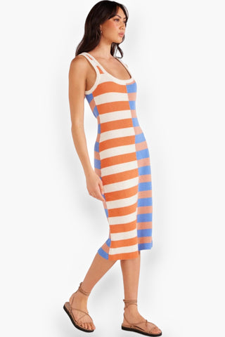 MINKPINK Tamara Spliced Knit Multi Stripe Midi Dress-MinkPink-L. Mae Boutique