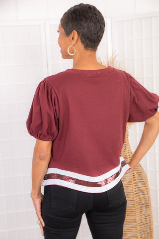 MVP Garnet Touchdown Football Top-Tops-Peach Love California-L. Mae Boutique & Wild Mabel Clothing