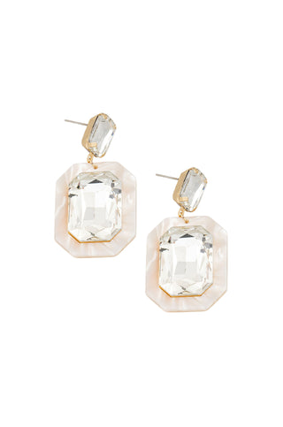 Madee Square Crystal Gem Drop Earrings-Golden Lily-L. Mae Boutique