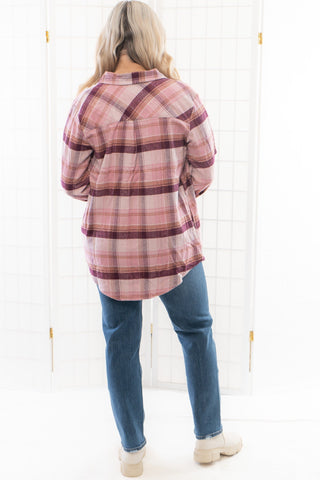 Magenta Haze Manny Plaid Flannel Shirt-Tops-Thread & Supply-L. Mae Boutique & Wild Mabel Clothing