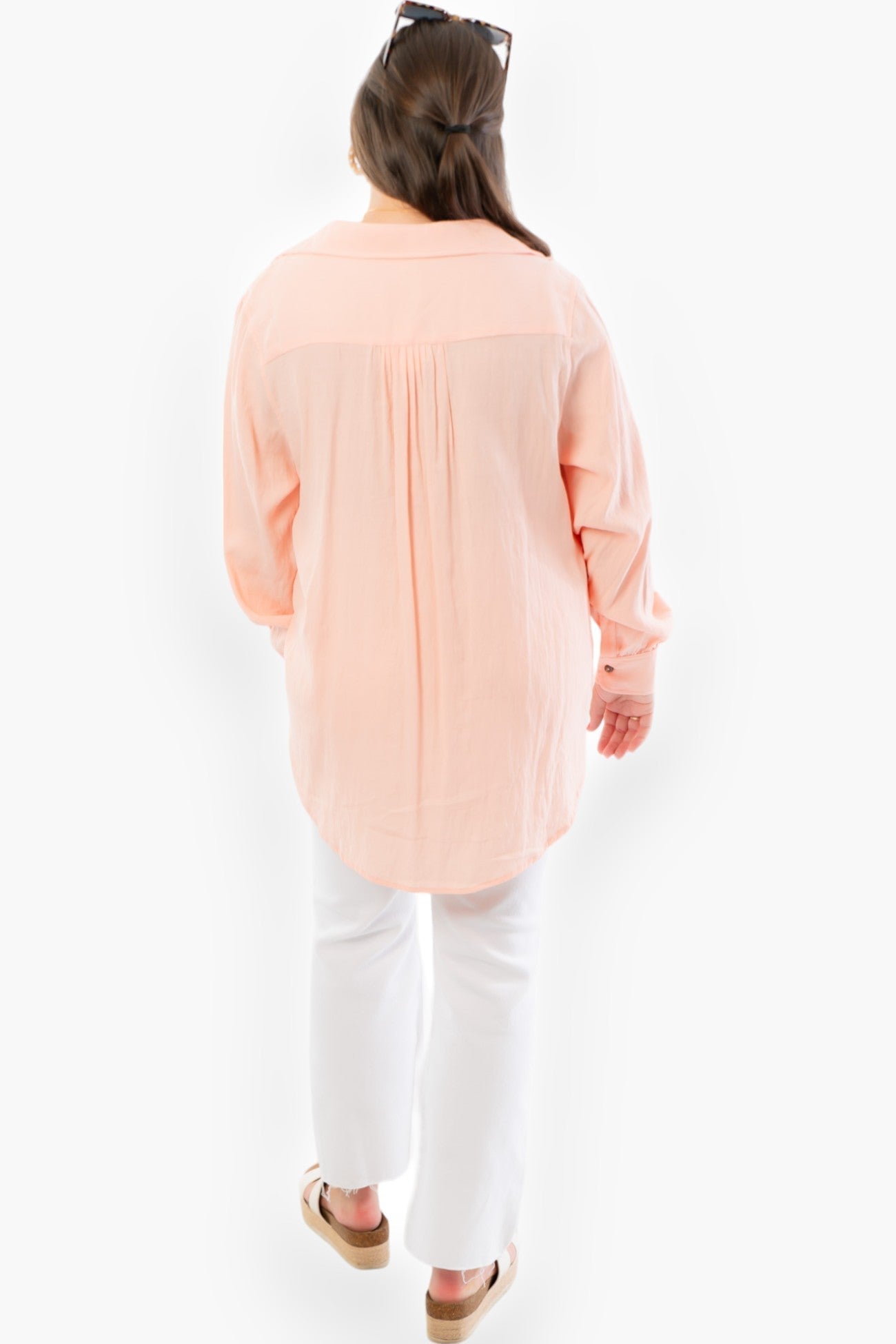 Make Me Blush Button Down Shirt-Tops-En Creme-L. Mae Boutique &amp; Wild Mabel Clothing