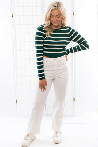 Margot Green & White Stripe Long Sleeve Top-Tops-Le Lis-L. Mae Boutique & Wild Mabel Clothing