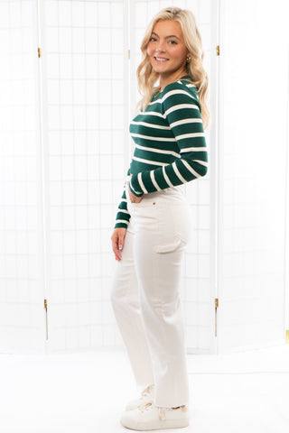 Margot Green & White Stripe Long Sleeve Top-Tops-Le Lis-L. Mae Boutique & Wild Mabel Clothing