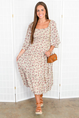 Meadow Muse Floral Midi Dress-Dresses-&Merci-L. Mae Boutique & Wild Mabel Clothing