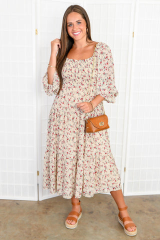 Meadow Muse Floral Midi Dress-Dresses-&Merci-L. Mae Boutique & Wild Mabel Clothing