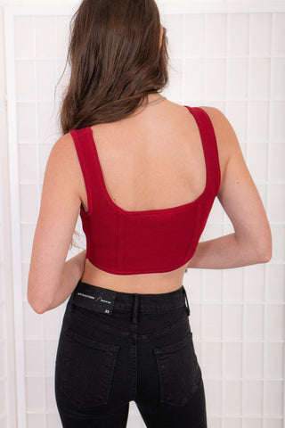 Merlot Cropped Square Neck Bustier Tank Top-ee:some-L. Mae Boutique