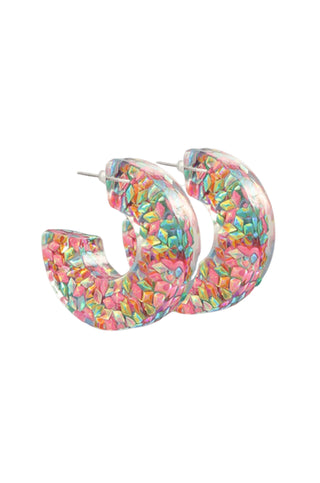 Mermaid Days Sequined Resin Hoops-Golden Stella-L. Mae Boutique