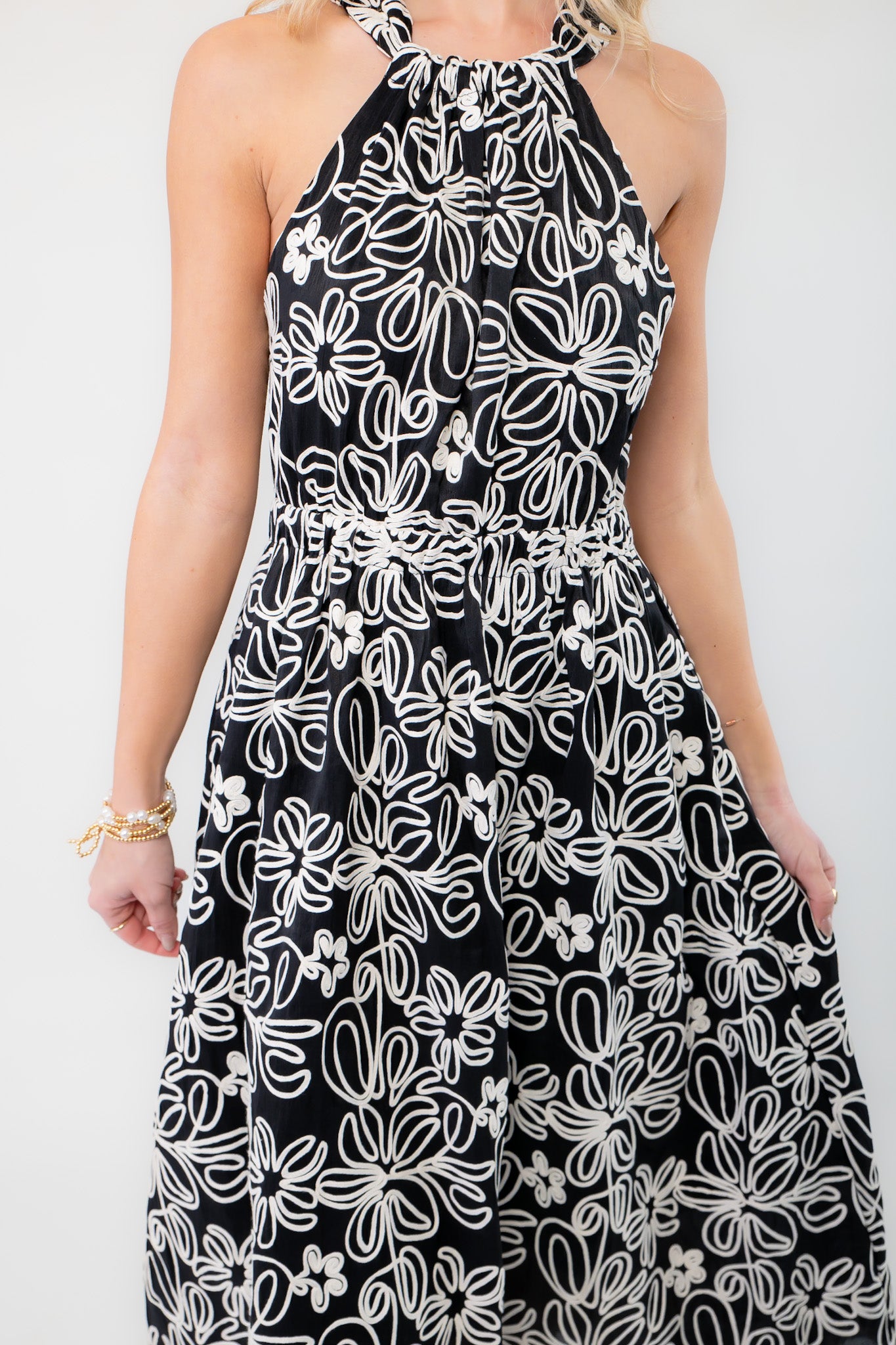 Midnight Floral Halter Midi Dress-Dresses-Heyson-L. Mae Boutique & Wild Mabel Clothing