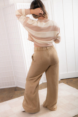 Mineral Washed High Waist Wide Leg Pants-Mustard Seed-L. Mae Boutique