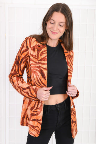 MinkPink Animal Print Goldie Blazer-Outerwear-MinkPink-L. Mae Boutique & Wild Mabel Clothing