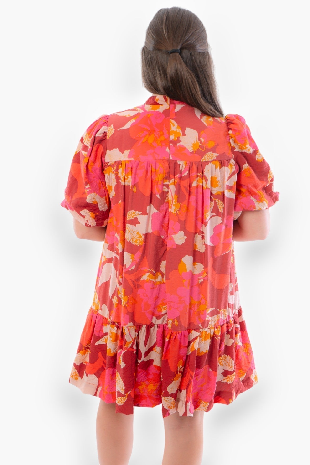 Molly Burgundy Floral Mock Neck Dress-Dresses-TCEC-L. Mae Boutique &amp; Wild Mabel Clothing