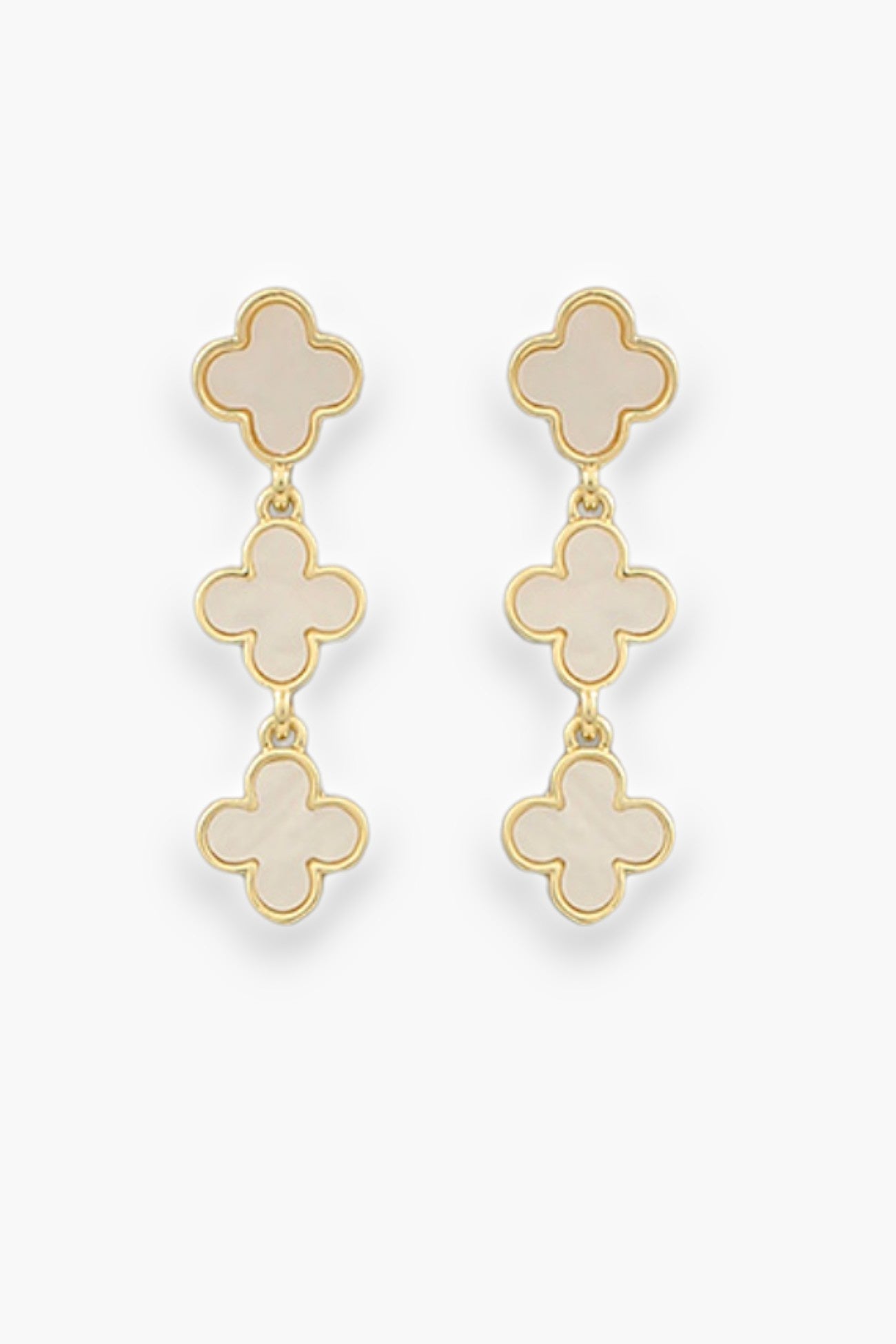 Mother of Pearl Clover Drop Earrings-Jewelry-Golden Stella-L. Mae Boutique & Wild Mabel Clothing