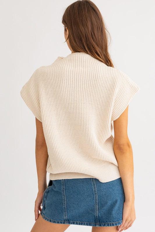 My Fave Turtleneck Ribbed Sweater Vest-Tops-LE LIS-L. Mae Boutique &amp; Wild Mabel Clothing