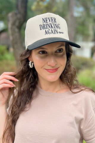 Never Drinking Again Embroidered Trucker Hat-Accessories-The Happiest-L. Mae Boutique & Wild Mabel Clothing