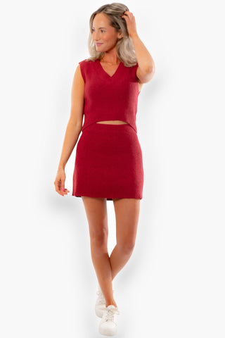 No Complaints Crimson V Neck Sweater Vest and Skirt Set-Onesies-TCEC-L. Mae Boutique & Wild Mabel Clothing