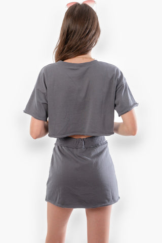 Nora Charcoal Crop Tee and Skort Set-Papermoon-L. Mae Boutique