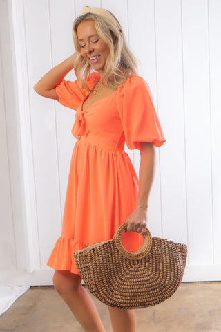 Nour Orange Creamsicle Mini Dress-Dresses-Saltwater Luxe-L. Mae Boutique & Wild Mabel Clothing