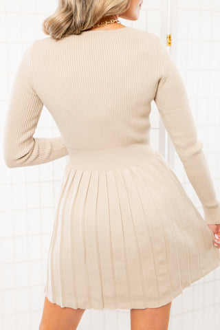 Oatmeal Knit Fit and Flare Mini Dress-Dresses-Heyson-L. Mae Boutique & Wild Mabel Clothing