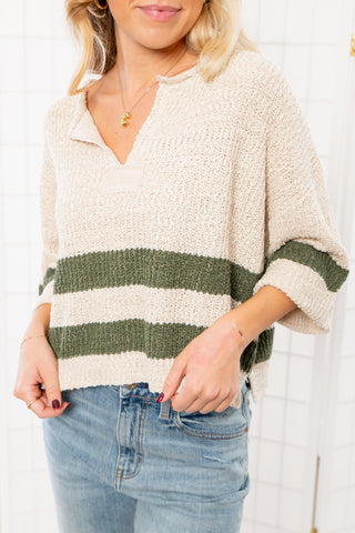 Olive Stripe Knit Top-Tops-ILLA ILLA-L. Mae Boutique & Wild Mabel Clothing