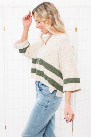 Olive Stripe Knit Top-Tops-ILLA ILLA-L. Mae Boutique & Wild Mabel Clothing